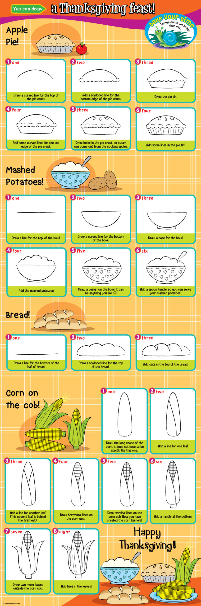 draw thanksgiving dinner for kids