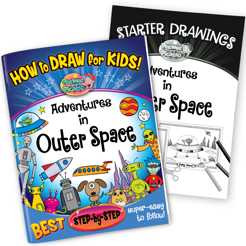 outer space drawing book + pad for kids