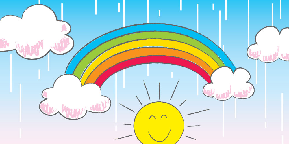 cute rainbow and sun illustration