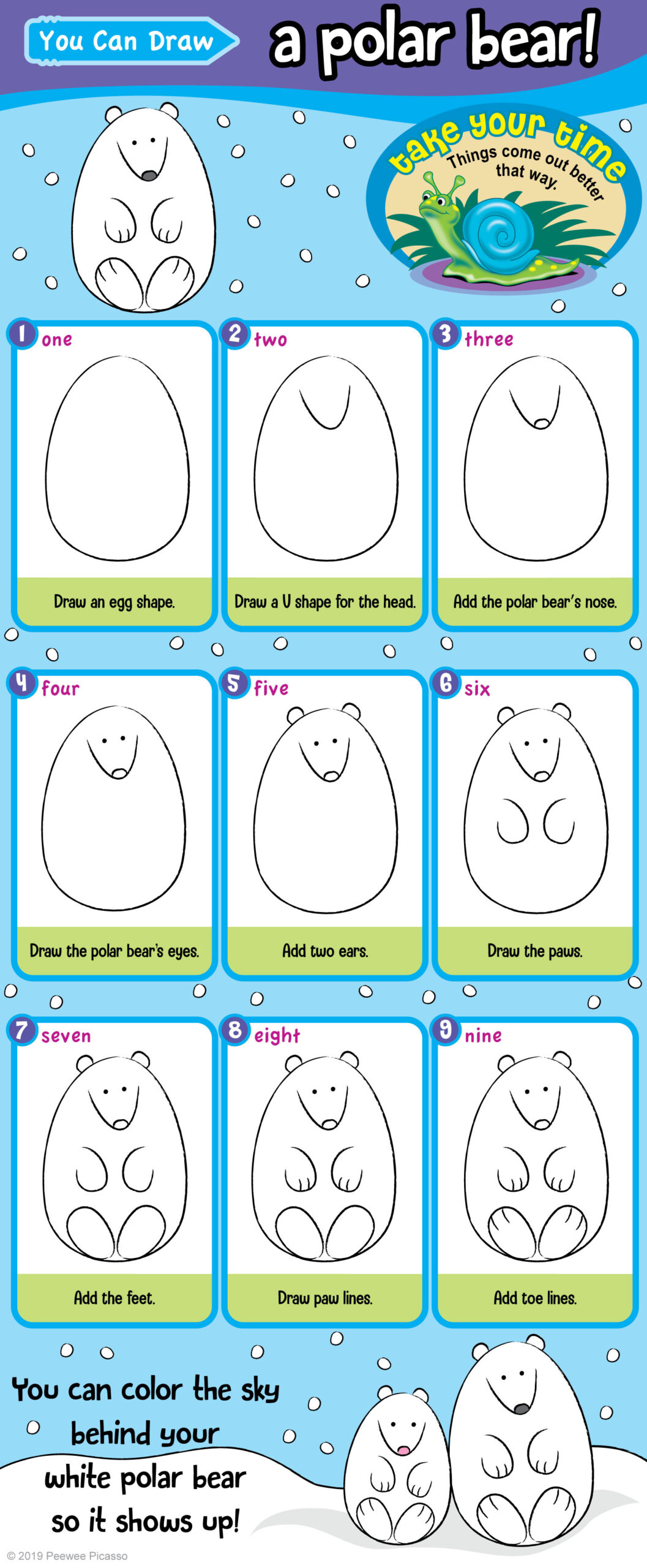 how to draw a polar bear for kids easy