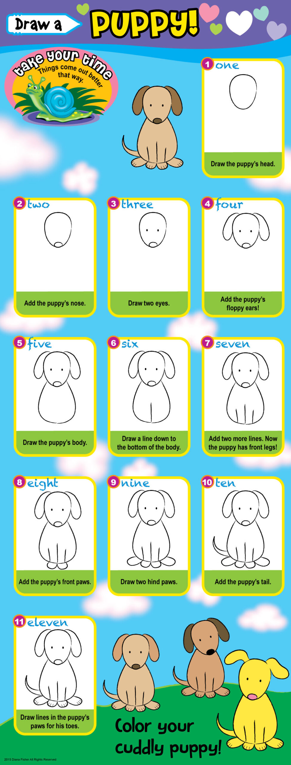 draw a cute puppy for children easy