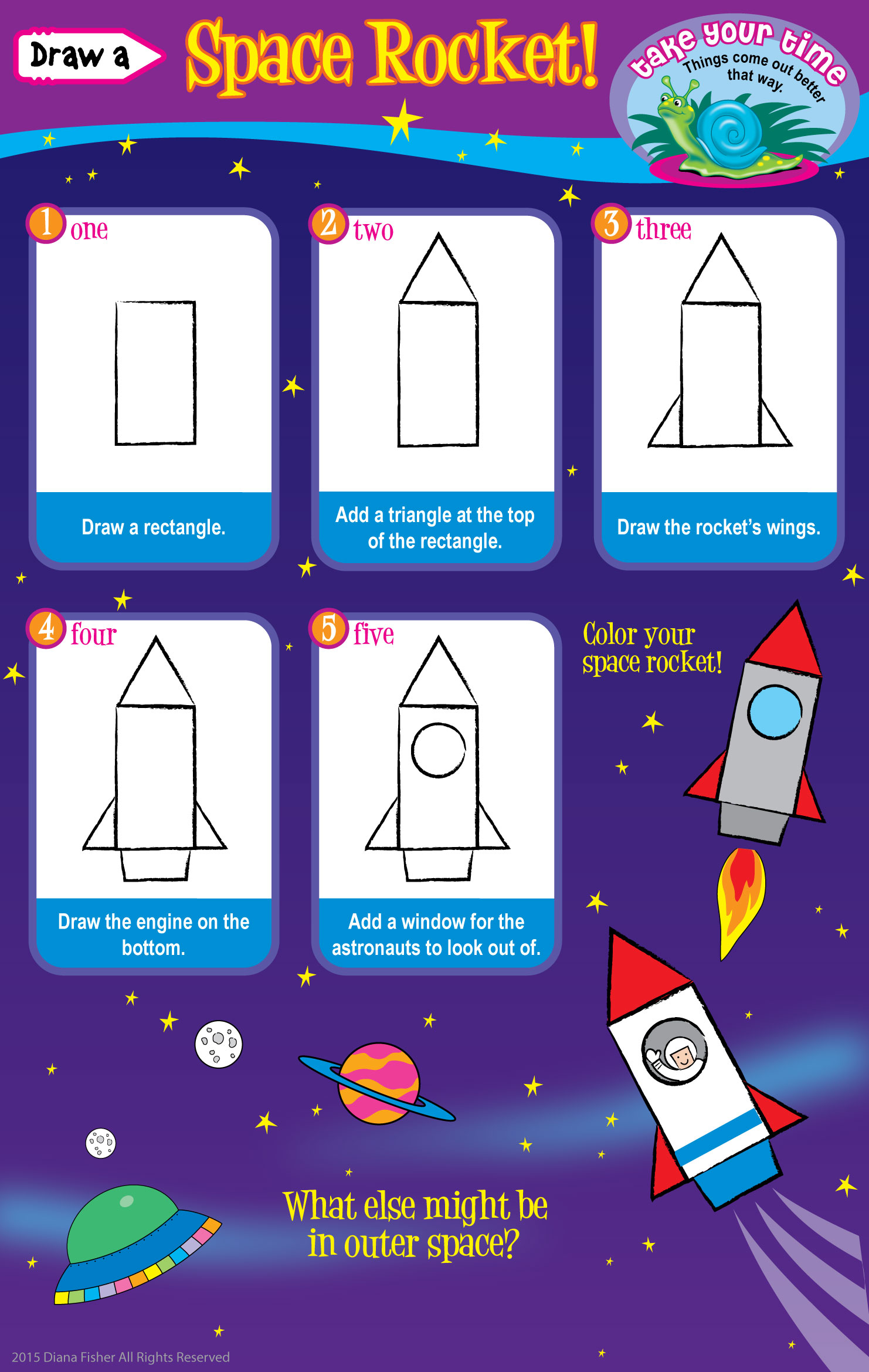 how to draw a rocket ship easy for children