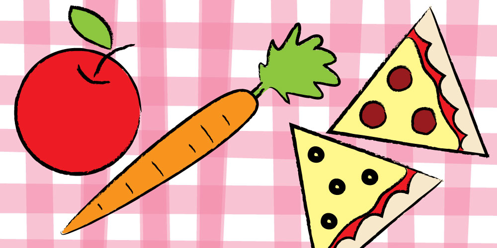 draw pizza carrot apple easy