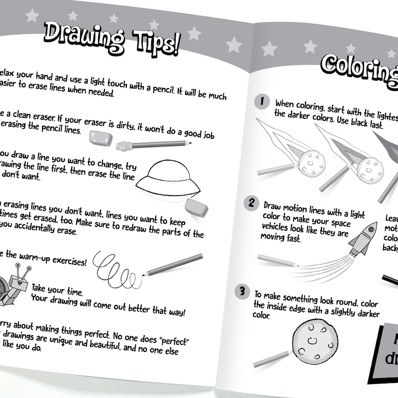 outer space drawing book for kids tips