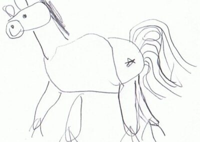 child's cute drawing unicorn