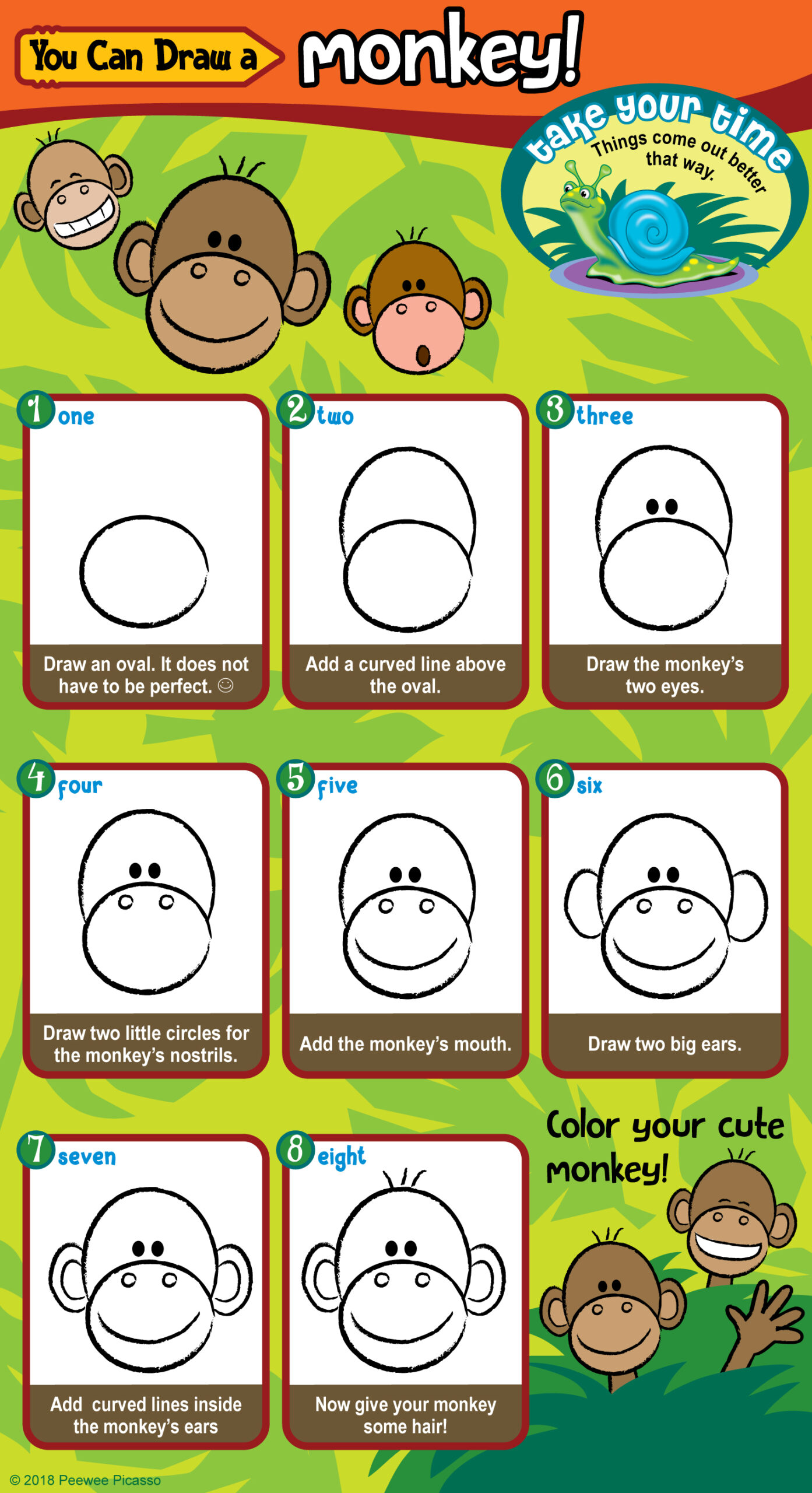 how to draw a cute monkey