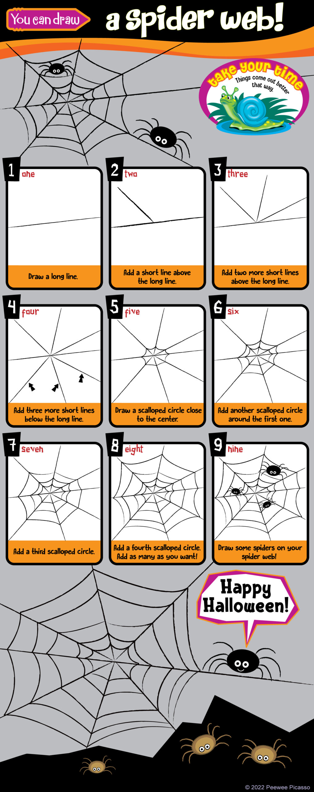 how to draw a spider web